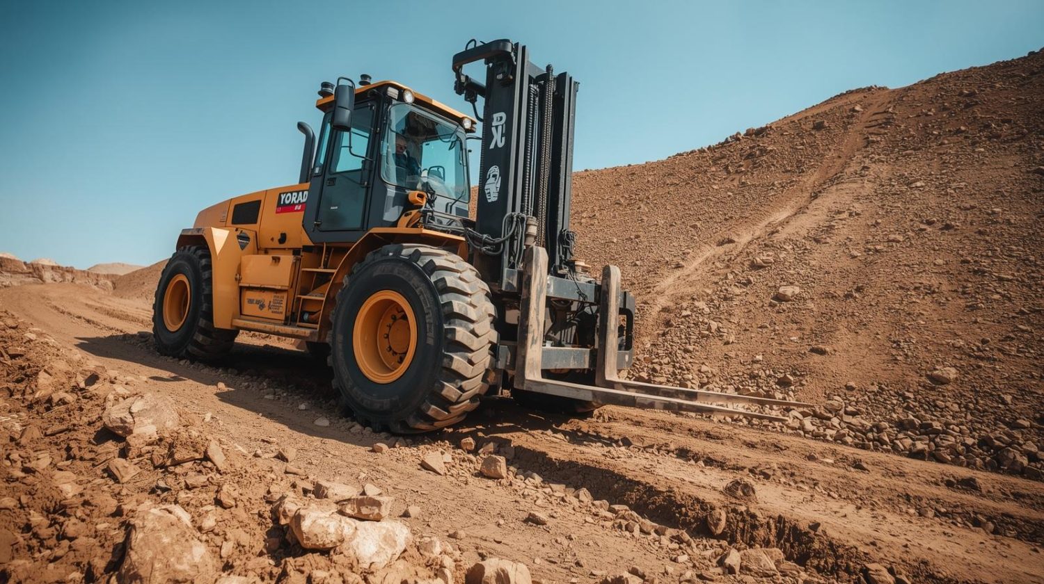 rough terrain forklift on a jobsite